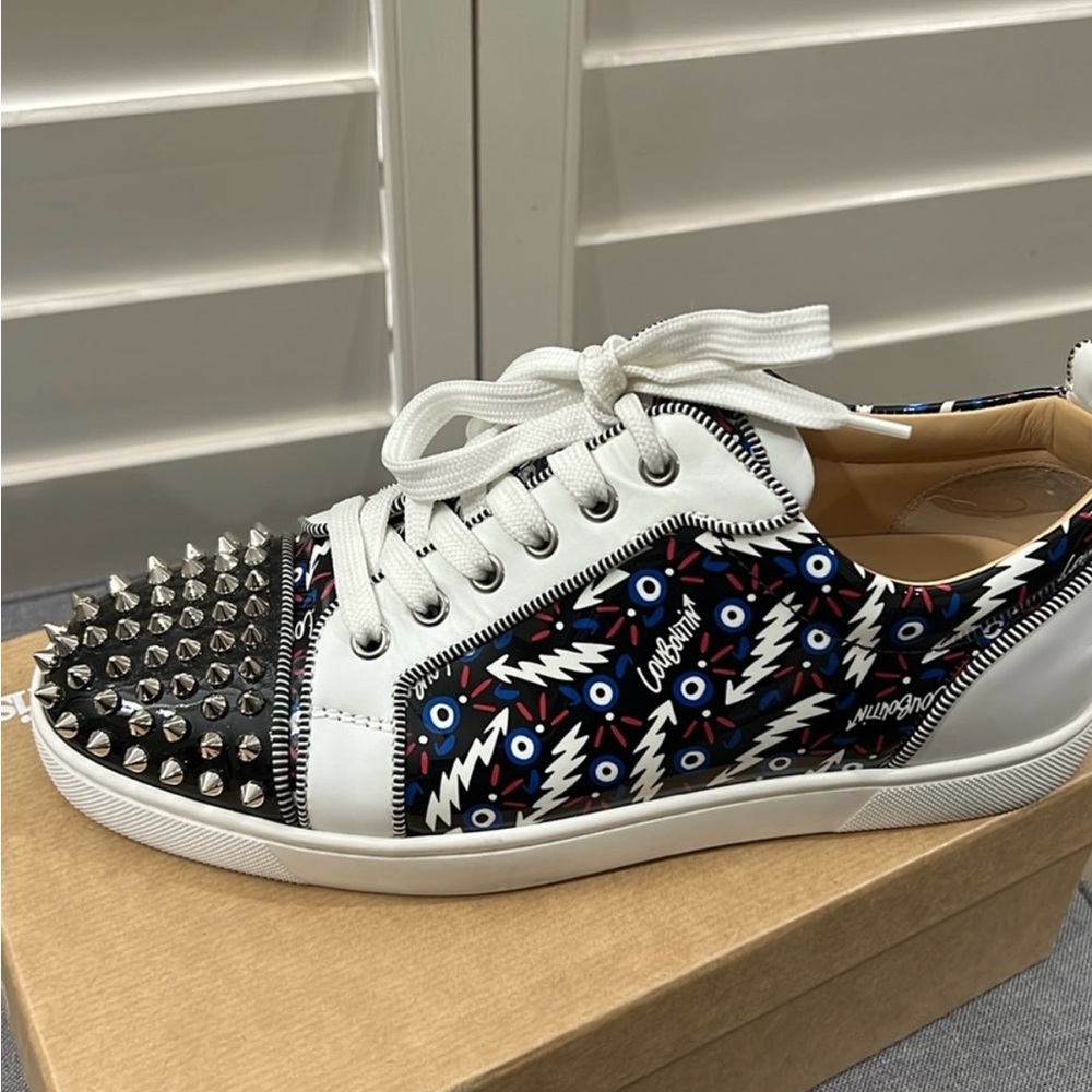 Christian Louboutin White and Blue Luxury Sneakers